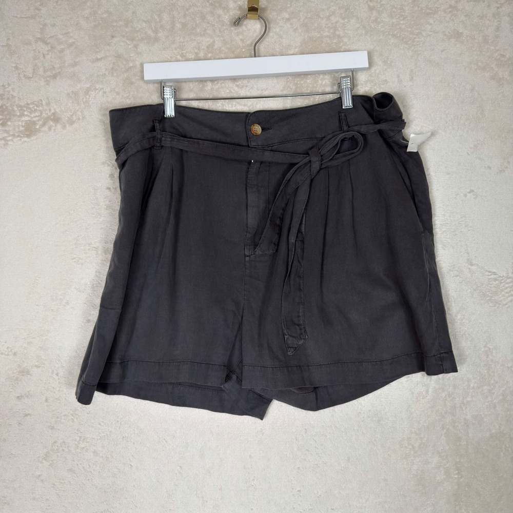 Faherty Charcoal Gray Tencel Linen Blend Arlie Tie Waist Short NWOT Coastal